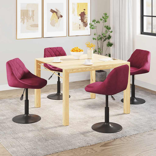 Sillas De Comedor Giratorias 4 Unidades Terciopelo Rojo Tinto