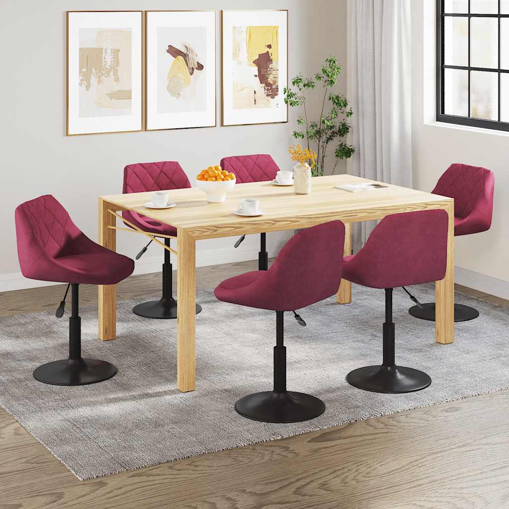 Sillas De Comedor Giratorias 6 Unidades Terciopelo Rojo Tinto