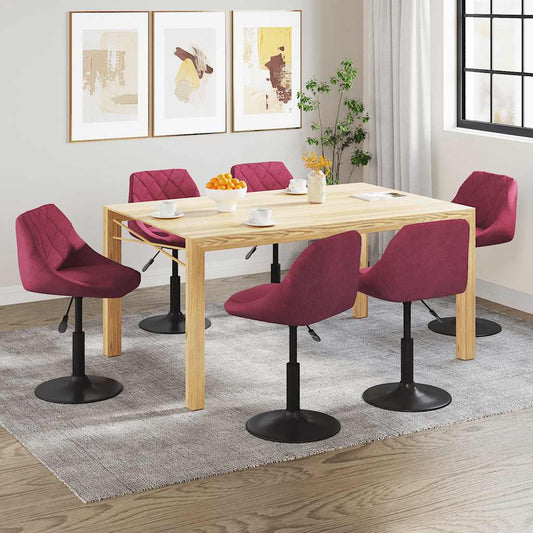 Sillas De Comedor Giratorias 6 Unidades Terciopelo Rojo Tinto