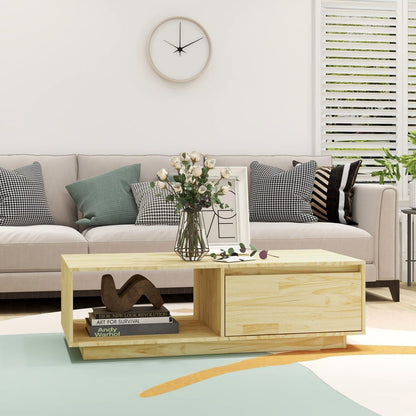 Mesa De Centro De Madera Maciza De Pino 110X50X33,5 Cm