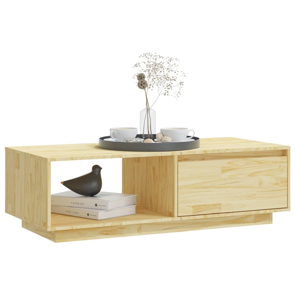 Mesa De Centro De Madera Maciza De Pino 110X50X33,5 Cm