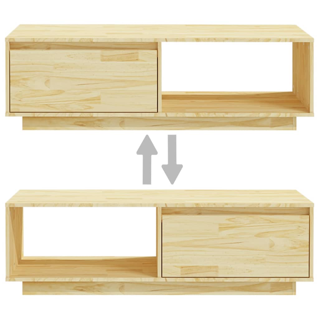 Mesa De Centro De Madera Maciza De Pino 110X50X33,5 Cm