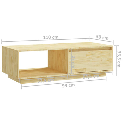 Mesa De Centro De Madera Maciza De Pino 110X50X33,5 Cm