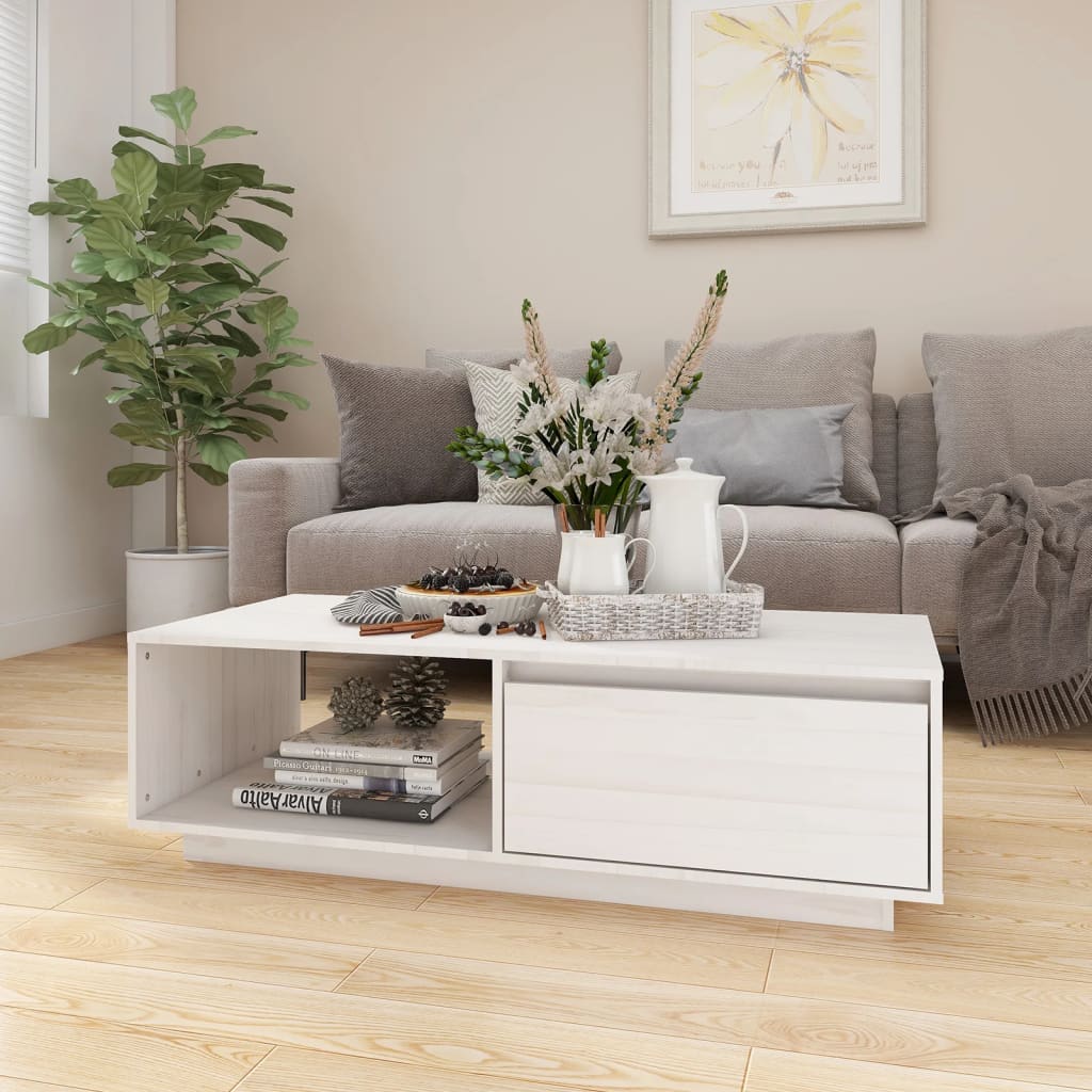 Mesa De Centro De Madera Maciza De Pino 110X50X33,5 Cm