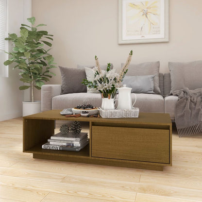 Mesa De Centro De Madera Maciza De Pino 110X50X33,5 Cm
