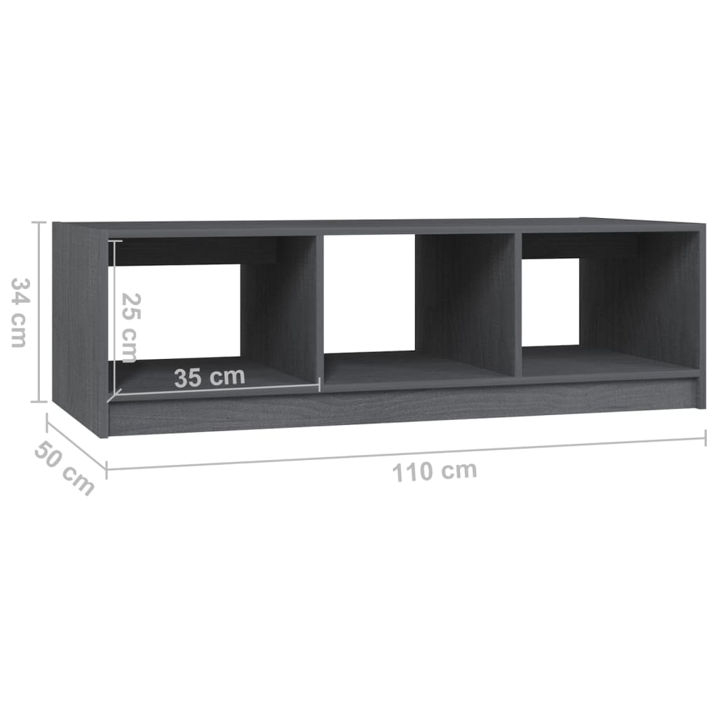 Mesa De Centro De Madera Maciza De Pino 110X50X34 Cm