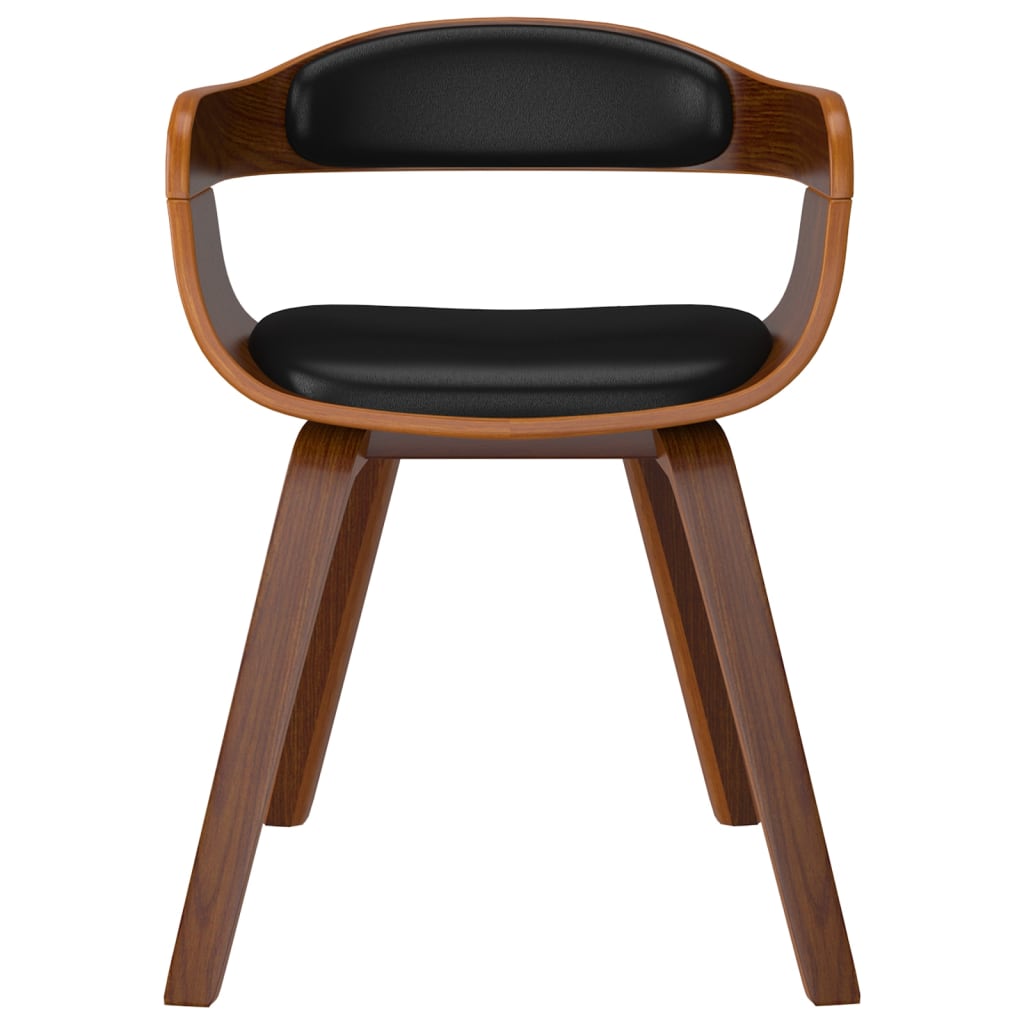Silla De Comedor De Cuero Sintético Y Madera Curvada Negro