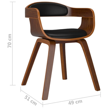 Silla De Comedor De Cuero Sintético Y Madera Curvada Negro