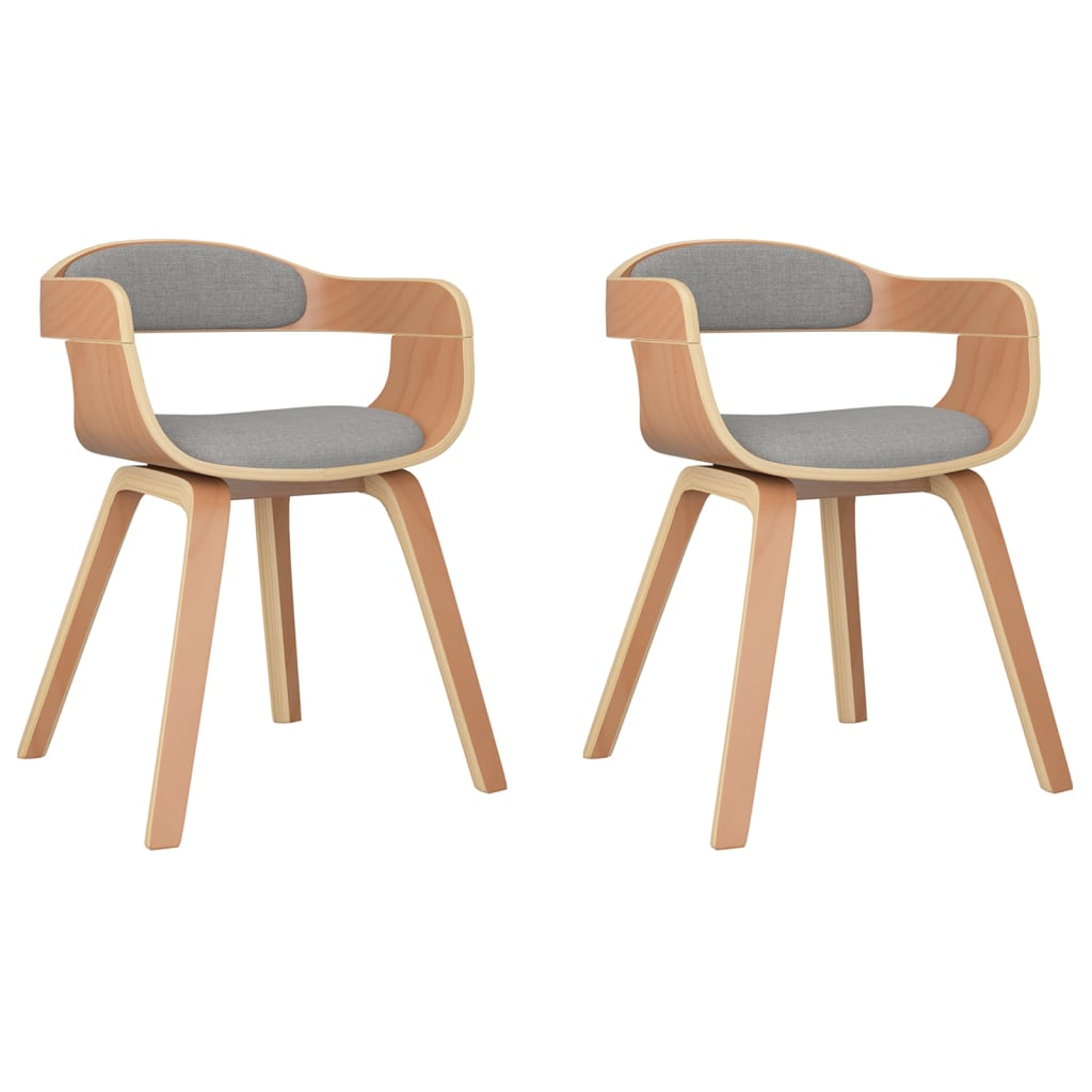 Sillas De Comedor 2 Uds Madera Curvada Y Tela Gris Taupe