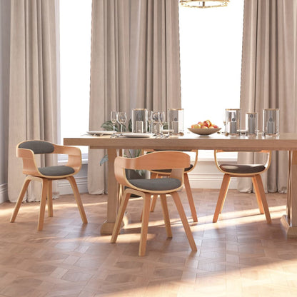 Sillas De Comedor 2 Uds Madera Curvada Y Tela Gris Taupe