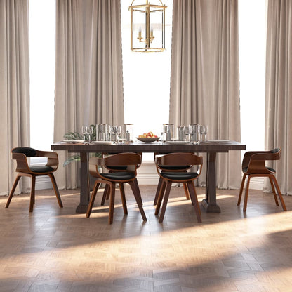 Silla De Comedor De Cuero Sintético Y Madera Curvada Negro