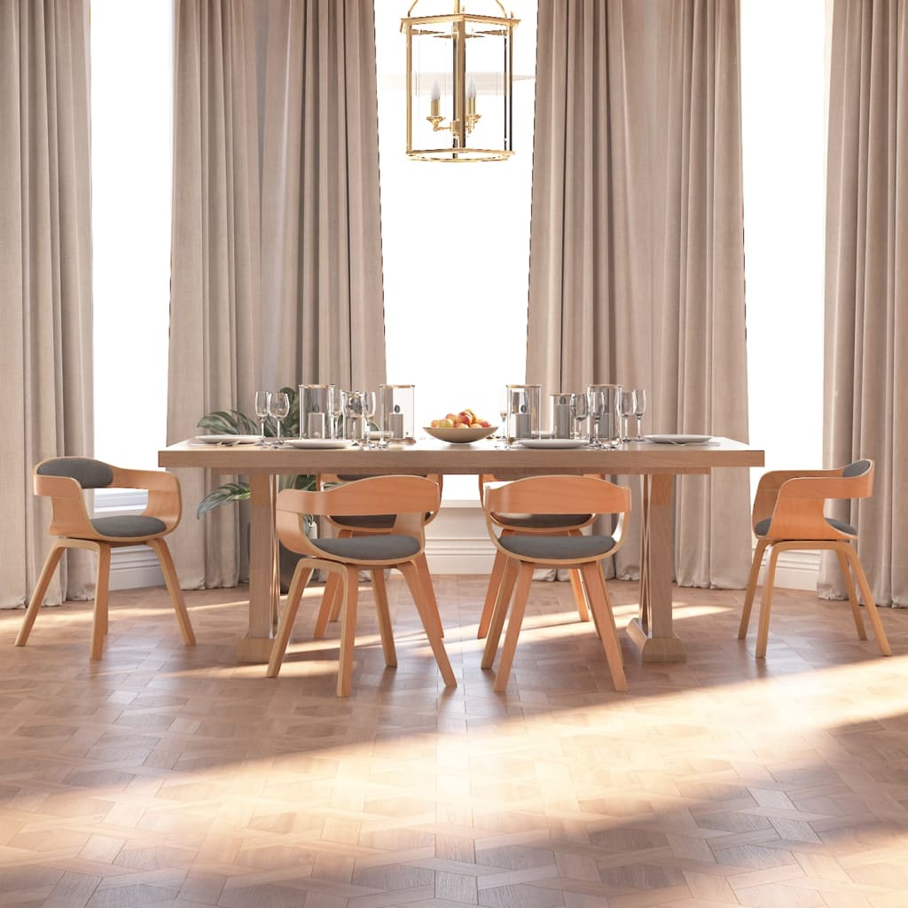 Sillas De Comedor 2 Uds Madera Curvada Y Tela Gris Taupe