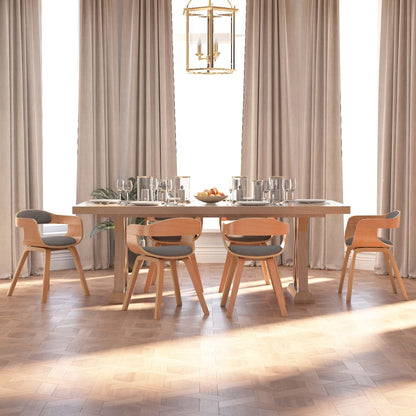 Sillas De Comedor 2 Uds Madera Curvada Y Tela Gris Taupe