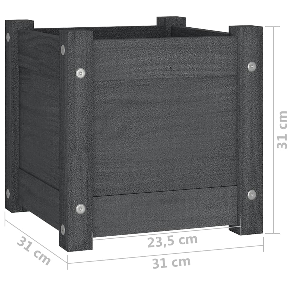 Jardineras 2 Uds Madera Maciza De Pino 31X31X31 Cm
