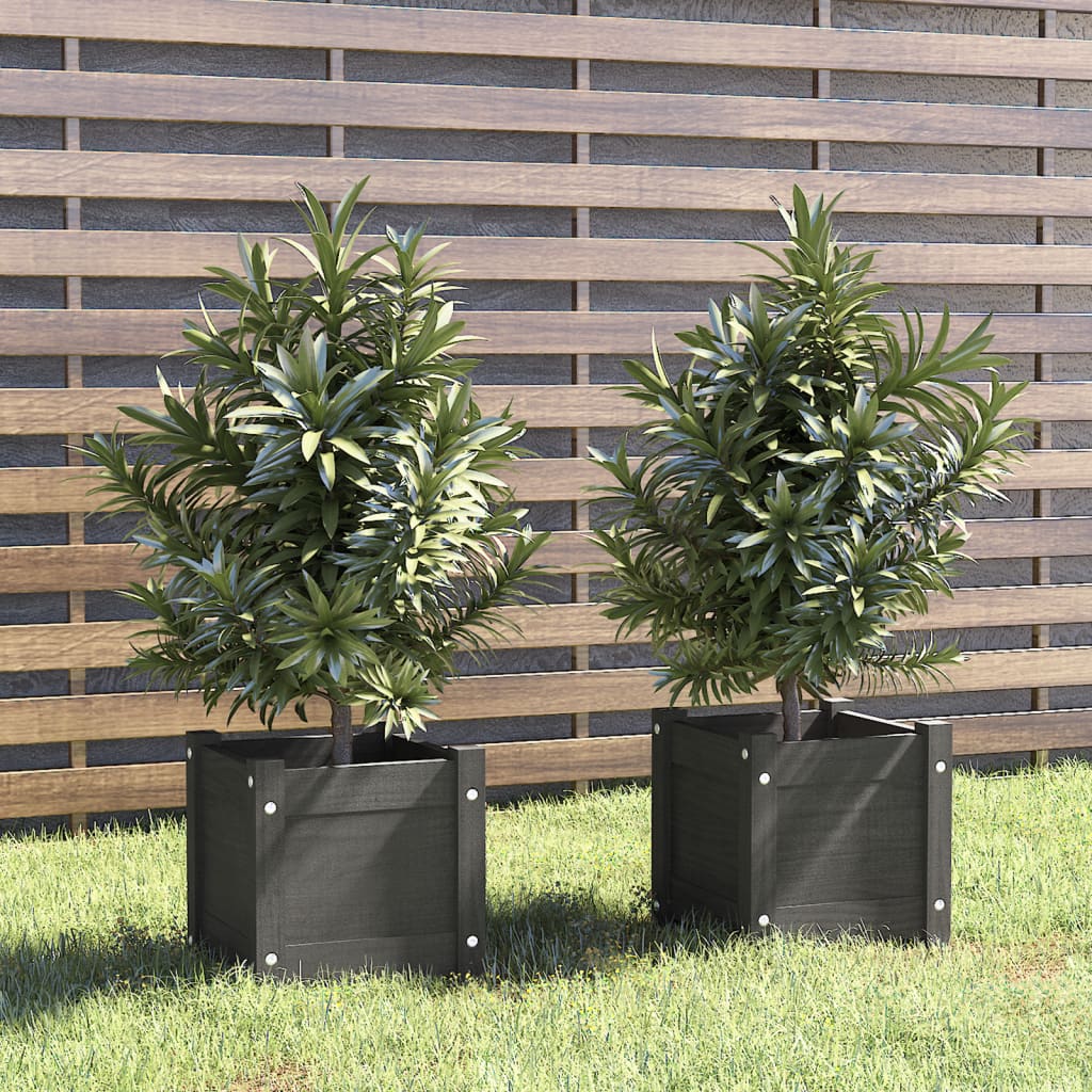 Jardineras 2 Uds Madera Maciza De Pino 31X31X31 Cm