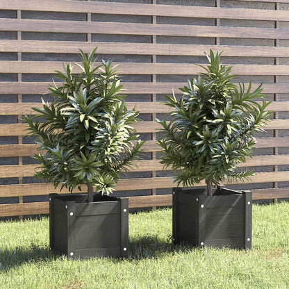 Jardineras 2 Uds Madera Maciza De Pino 31X31X31 Cm