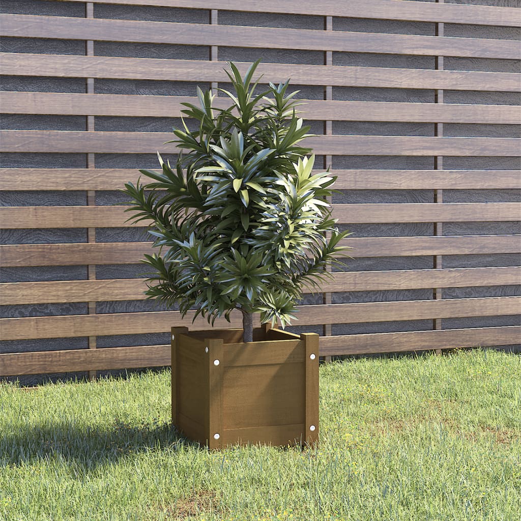 Jardineras 2 Uds Madera Maciza De Pino 31X31X31 Cm