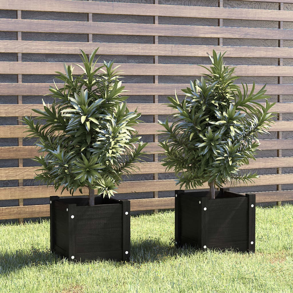 Jardineras 2 Uds Madera Maciza De Pino 31X31X31 Cm