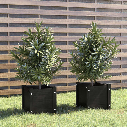 Jardineras 2 Uds Madera Maciza De Pino 31X31X31 Cm