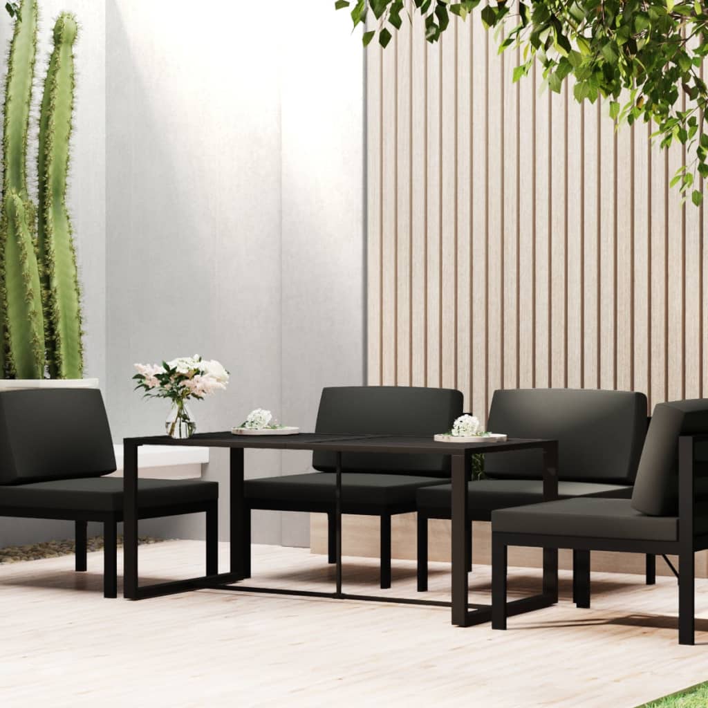 Mesa De Comedor De Jardín Aluminio Gris Antracita 120X60X66Cm