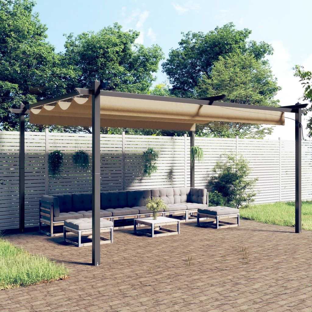 Cenador De Jardín Con Techo Retráctil Color 4X3 M