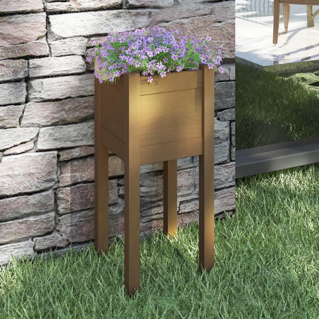 Jardineras 2 Uds Madera Maciza De Pino 31X31X70 Cm