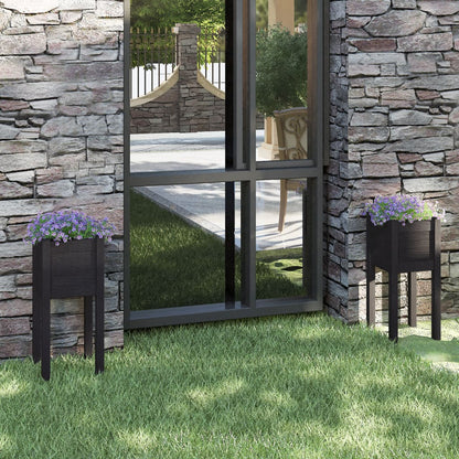 Jardineras 2 Uds Madera Maciza De Pino 31X31X70 Cm