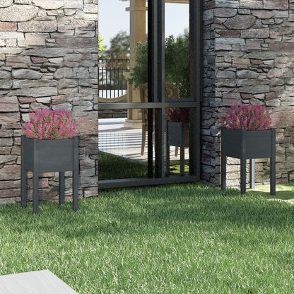 Jardineras 2 Unidades Madera Maciza De Pino 40X40X70 Cm
