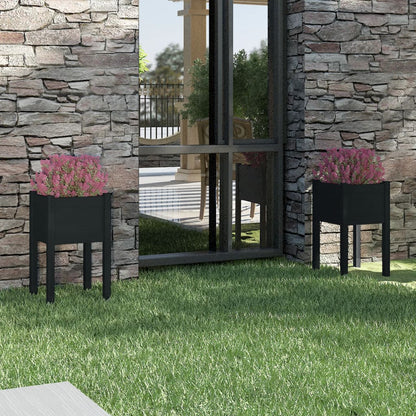 Jardineras 2 Unidades Madera Maciza De Pino 40X40X70 Cm
