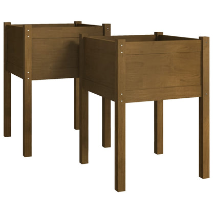 Jardineras 2 Uds Madera Maciza De Pino 50X50X70 Cm