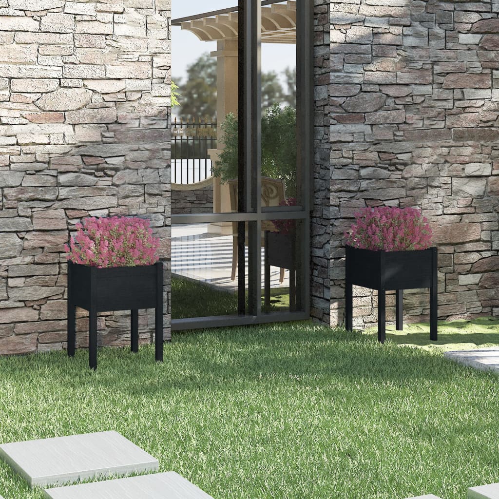 Jardineras 2 Uds Madera Maciza De Pino 50X50X70 Cm