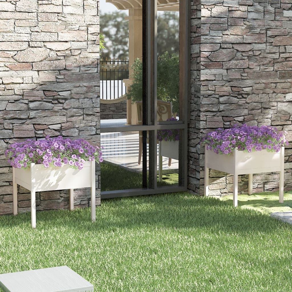 Jardineras 2 Uds Madera Maciza De Pino 70X70X70 Cm