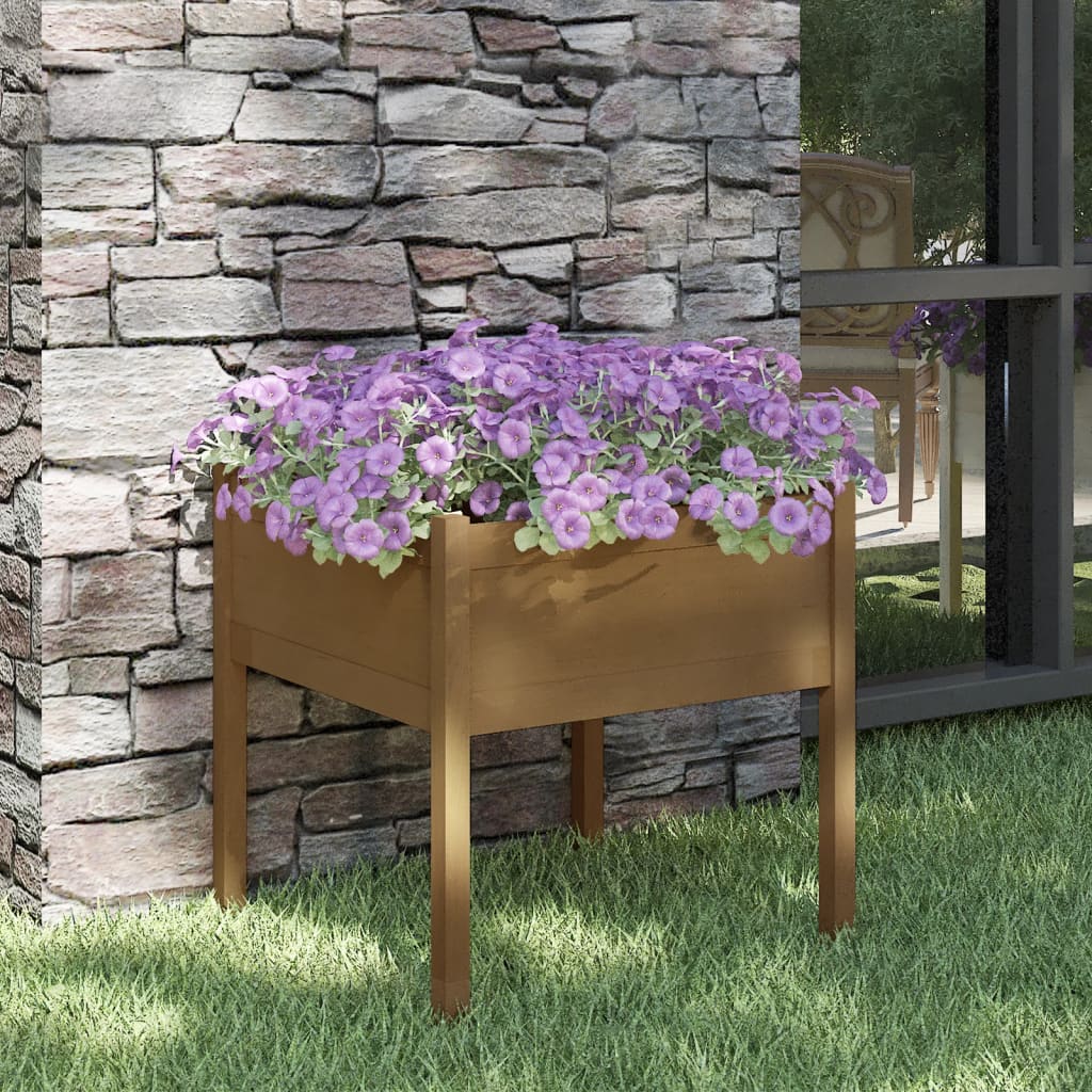 Jardineras 2 Uds Madera Maciza De Pino 70X70X70 Cm