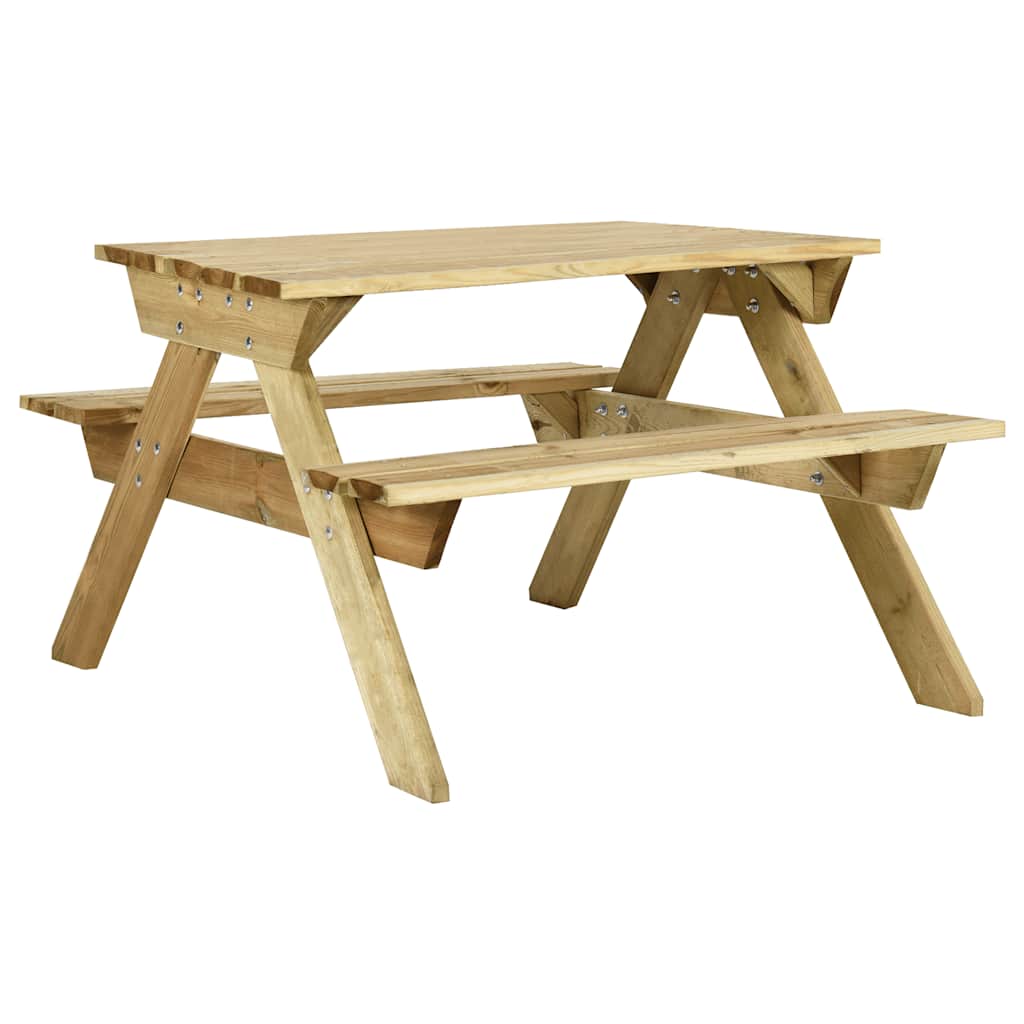 Mesa De Pícnic Con Bancos Madera Pino Impregnada