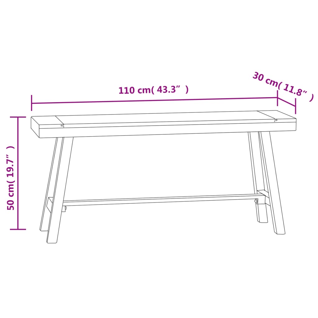Banco De Madera Maciza De Teca 110 Cm
