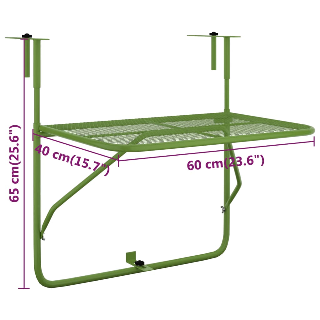 Mesa De Balcón Acero 60X40 Cm