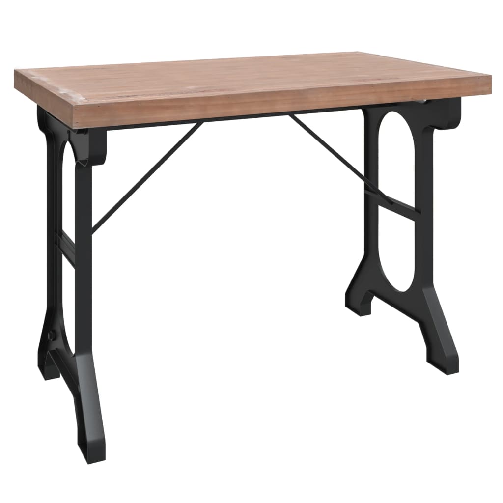 Mesa De Comedor Madera Maciza De Abeto Y Hierro 110X65X82 Cm