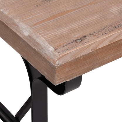 Mesa De Comedor Madera Maciza De Abeto Y Hierro 110X65X82 Cm