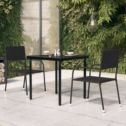 Mesa Comedor Jardín Acero Y Vidrio Templado Negro