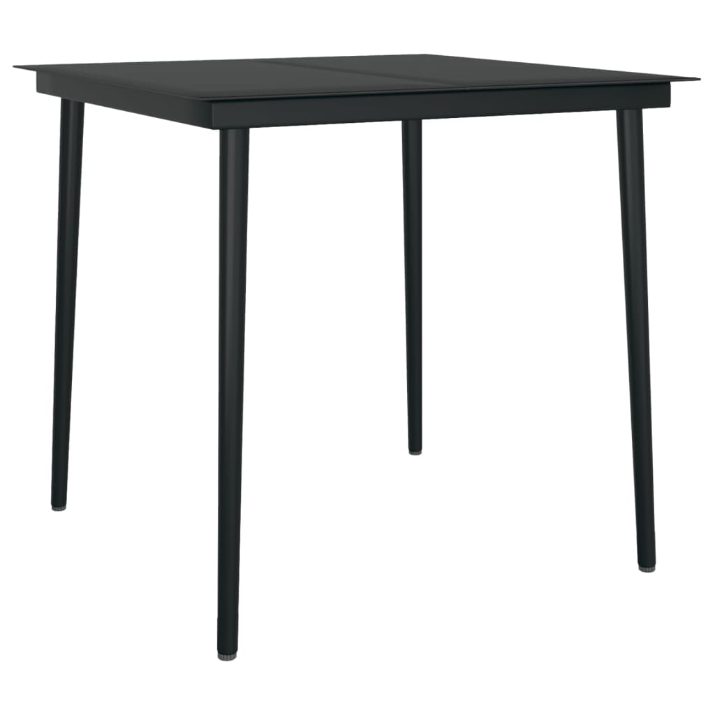 Mesa De Comedor De Jardín Acero Y Vidrio Negra