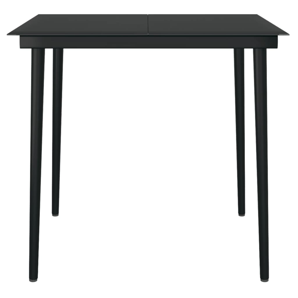 Mesa De Comedor De Jardín Acero Y Vidrio Negra