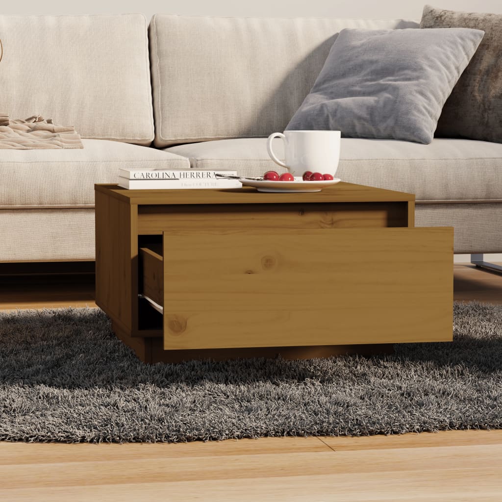 Mesa De Centro Madera Maciza De Pino 55X56X32 Cm