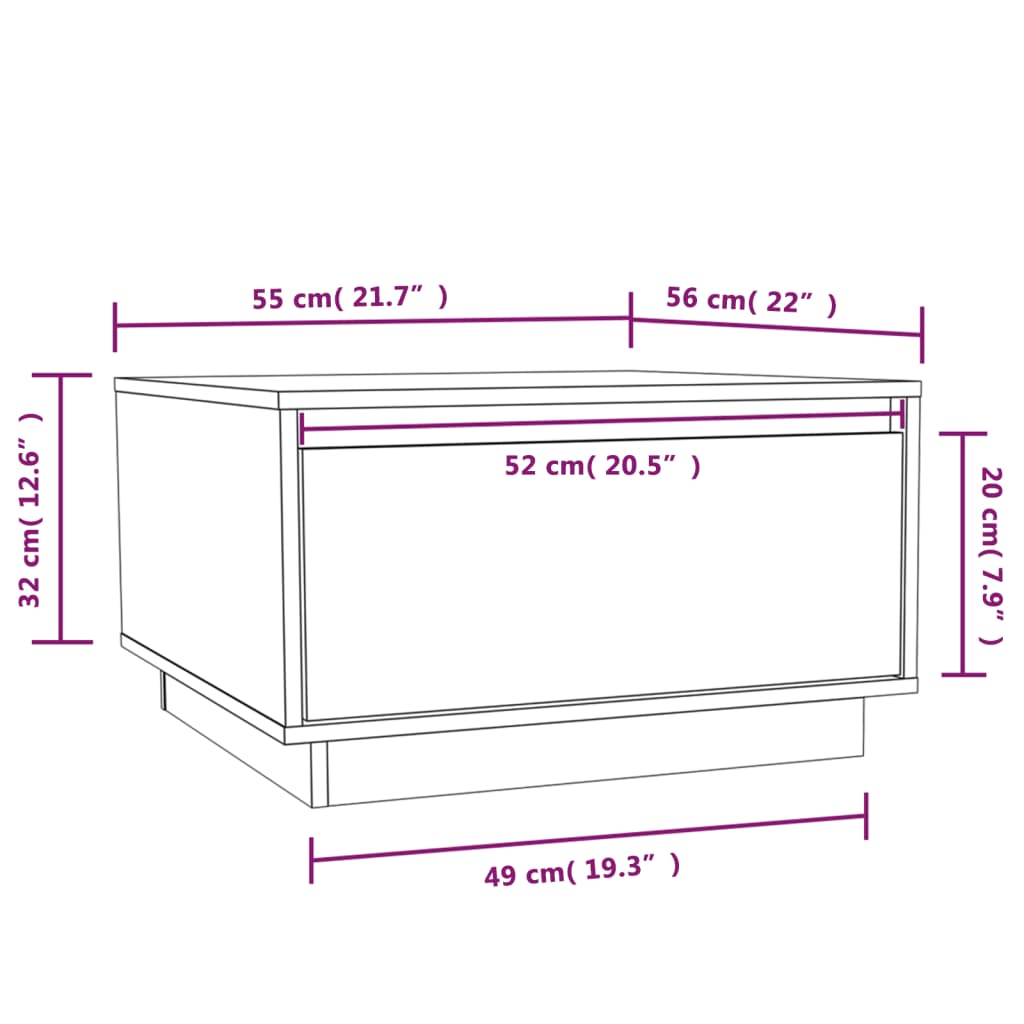 Mesa De Centro Madera Maciza De Pino 55X56X32 Cm