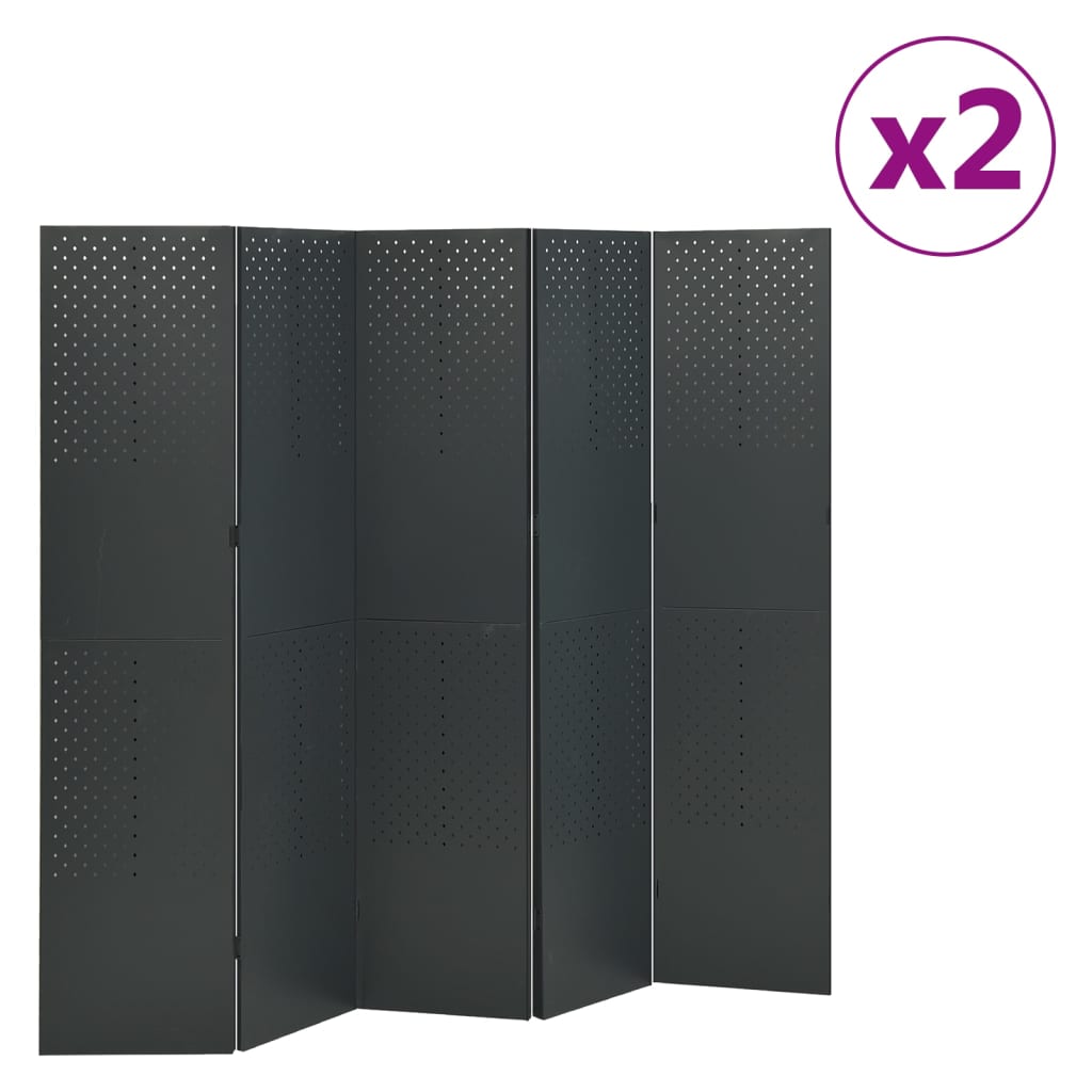 Biombo Divisor De 5 Paneles Acero