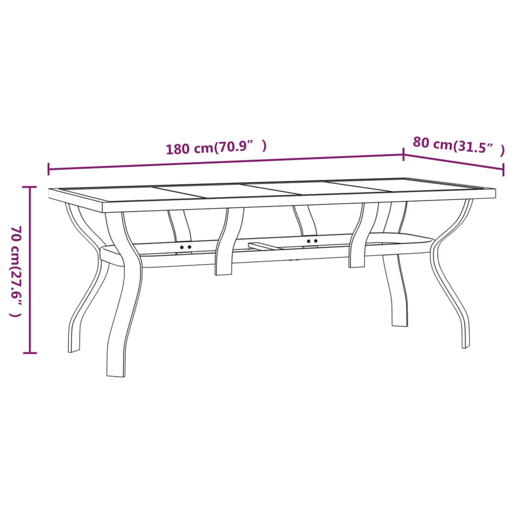 Mesa De Jardín Acero Y Vidrio