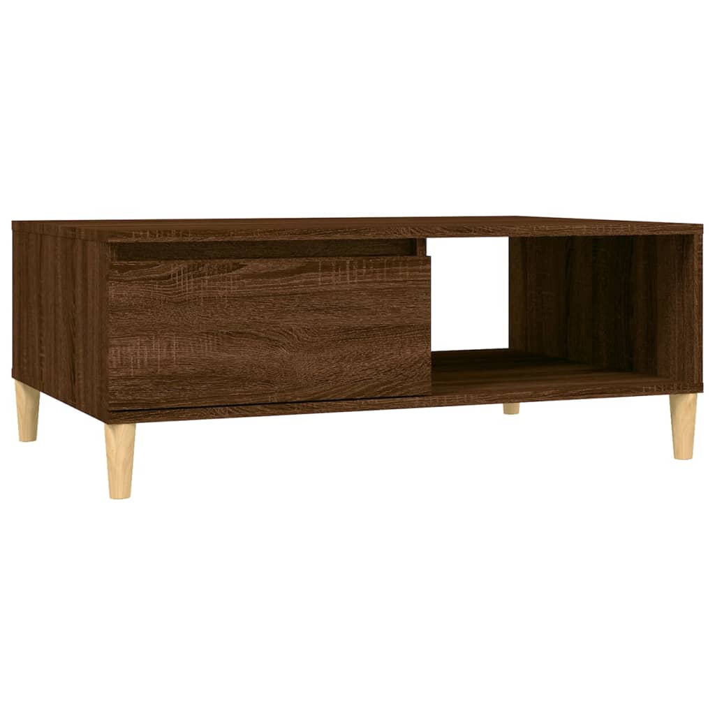 Mesa De Centro Madera De Ingeniería Roble Marrón 90X60X35 Cm