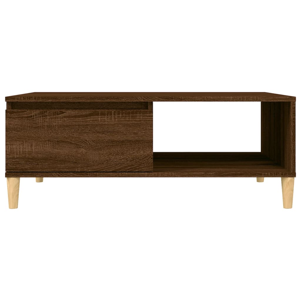 Mesa De Centro Madera De Ingeniería Roble Marrón 90X60X35 Cm