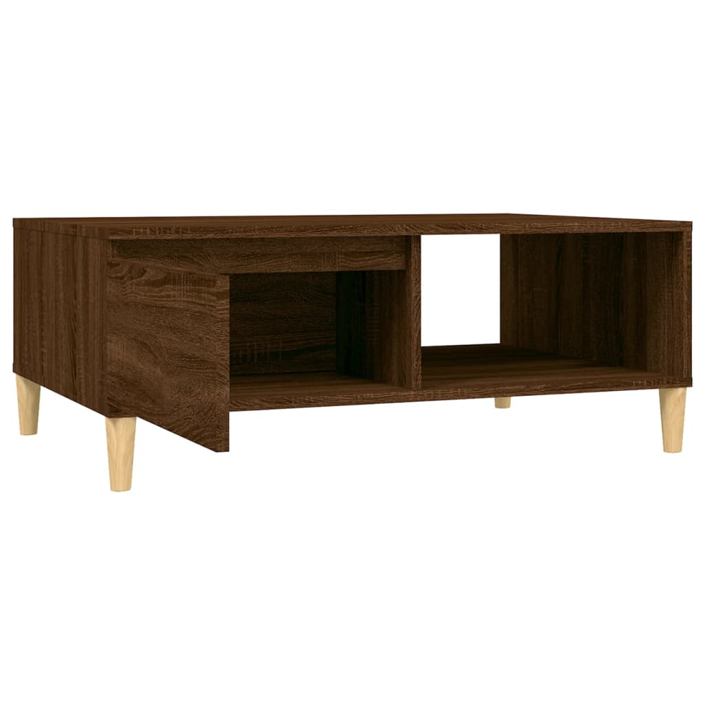 Mesa De Centro Madera De Ingeniería Roble Marrón 90X60X35 Cm