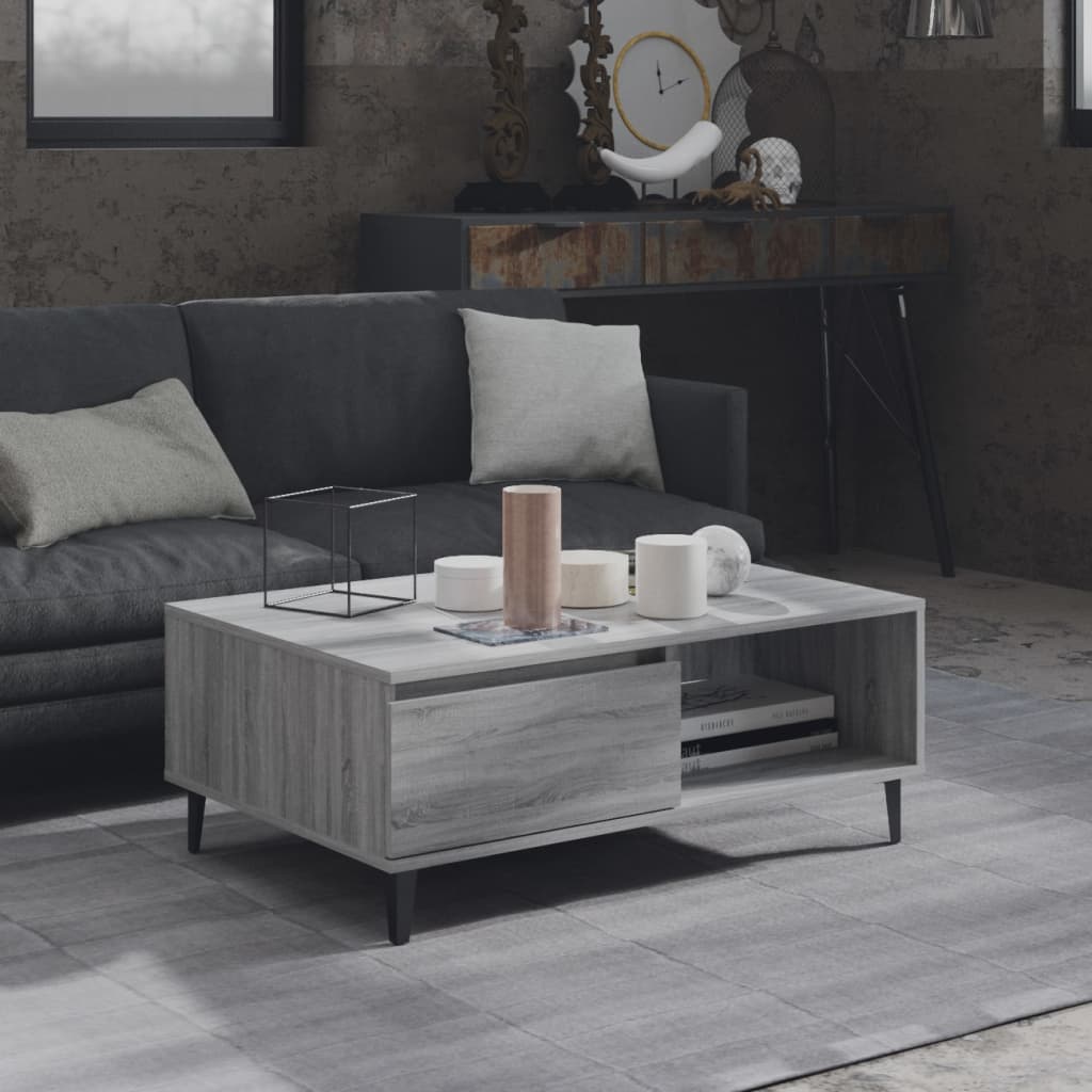 Mesa De Centro Madera Contrachapada Color Roble 90X60X35 Cm