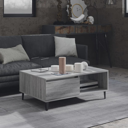 Mesa De Centro Madera Contrachapada Color Roble 90X60X35 Cm